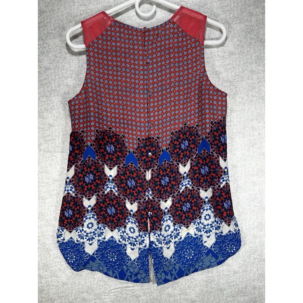 Daniel Rainn Angelyne Button Back Detail Top Size Small Red White and Blue Tank - Picture 3 of 9